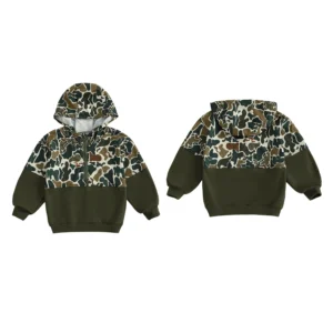 Children s Camouflage Zip-up Long Sleeve Hooded Sweatshirt