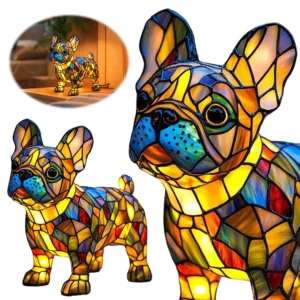 Art Night Light Stained Resin Dog Tabletop Light