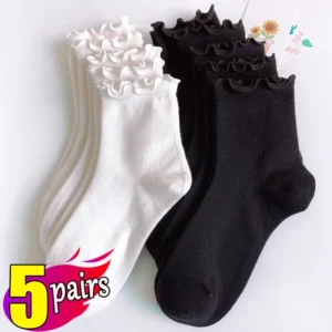 5 Pairs Cotton Ruffles Ankle Socks