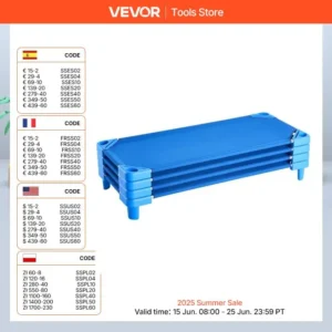 VEVOR Stackable Kiddie Cot Pack of 4/6 Portable Toddler Nap Cots for Kids Preschool Classroom Daycare Beds for Sleeping Resting