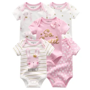 Kiddiezoom 5 Pcs Four Seasons Bodysuits Newborn Onesies